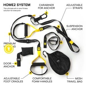 TRX Suspension Home2 System Training Kit with Black and Gray Straps